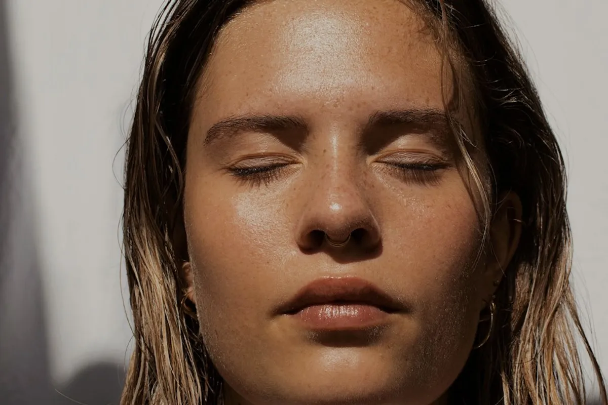 Face in sunlight, illustrative photograph